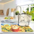 thumbnail image 5 of Wobogo Sunflower Smiling Cat Kitchen Drying Mat Heat Resistant Drainage with Non-Slip Rubber Backing Hides Stains Super Absorbent Easy to Clean 16×18in, 5 of 8