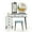 White with Round Mirror, variant on Kadyn Vanity Desk with Extra Large Right Sliding Mirror, Dressing Table with 5 Drawer, Makeup Table for Women, Girls, Bedroom, White