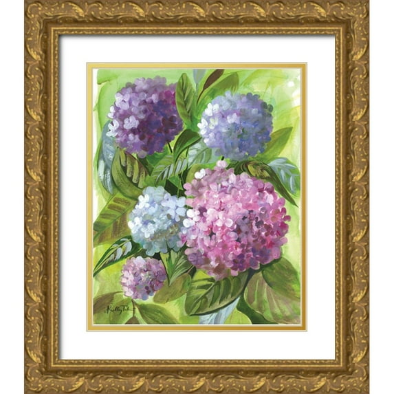 Talent, Kelley 20x24 Gold Ornate Wood Framed with Double Matting Museum Art Print Titled - Hydrangea Blooms