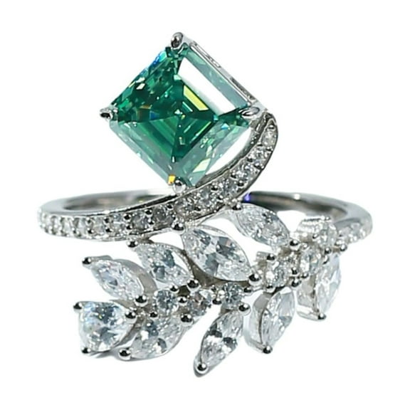 Sparkling Asscher Cut Open Twist Moissanite Rings Women 2 Carat D Color VVS1 Clarity S925 Sterling Silver Lab Created Diamond Rings Anniversary Wedding Promise Ring with Certificate