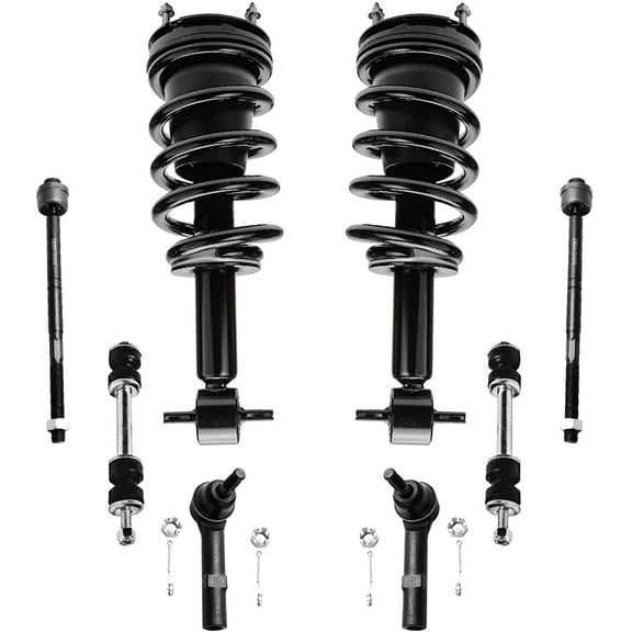 Detroit Axle - Front 8pc Struts Kit for 2007-2013 GMC Sierra Chevy Silverado 1500, Struts w/Coil Spring Sway Bars Tie Rods 2008 2009 2010 2011 2012 Replacement Suspension Ready Struts Shocks