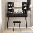 thumbnail image 2 of Roromall Makeup Vanity Desk with LED Mirror & Lights, Vanity Table with Power Outlet, Stool, 2 Drawers, and 4 Shelves, 2 of 6