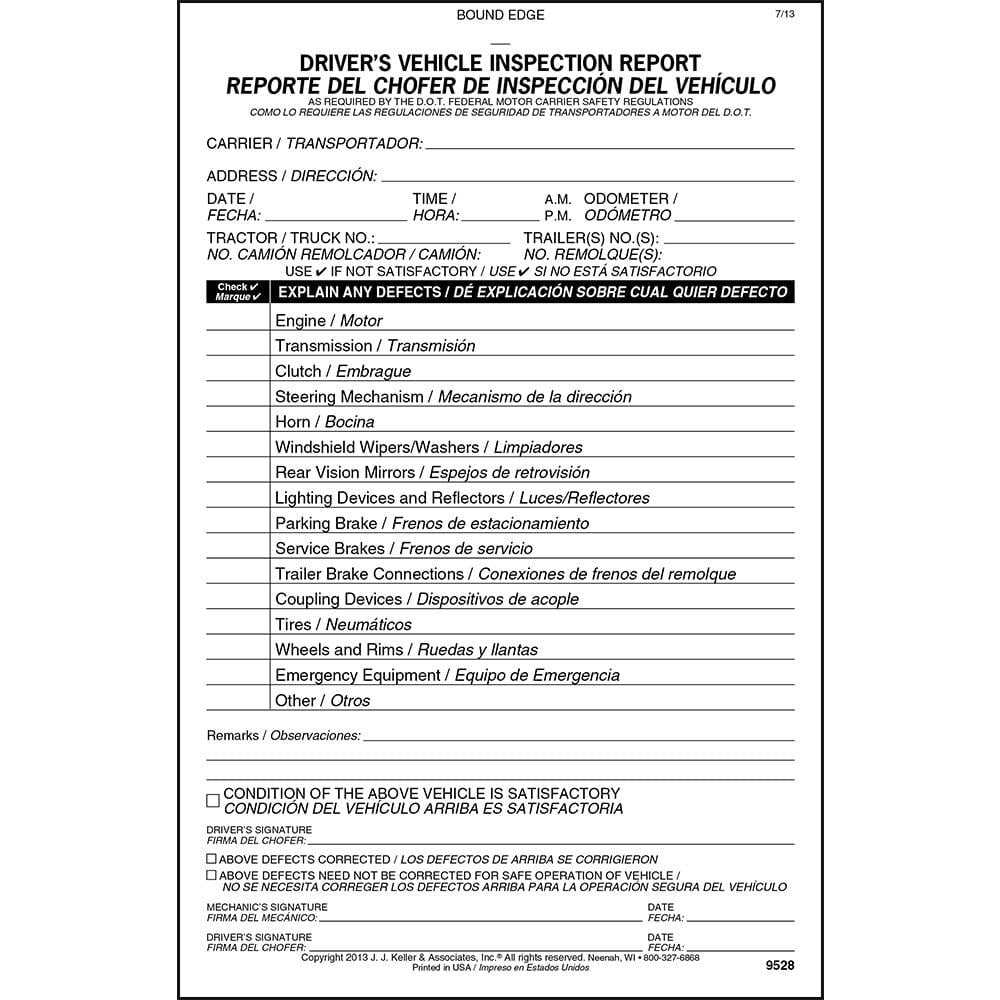 Simplified Driver Vehicle Inspection Report Book 10-pk. - Bilingual, 2-Ply Carbonless, 5.5"x8.5", 31 Sets of Forms Per DVIR Book