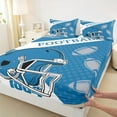 thumbnail image 3 of Manfei Football Sport Queen Sheet Sets,Rugby Helmet Flat Sheet,Blue White Queen Fitted Sheet For Boys Kids,Luxury Bedroom Decor,4pcs, 3 of 7