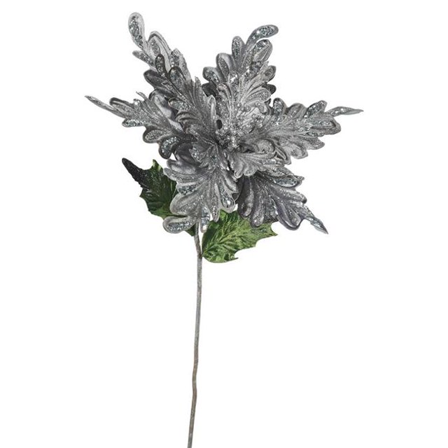 Pewter Poinsettia Flower Stem, 15 in.