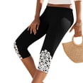 thumbnail image 4 of felwors Women's Capri Leggings Summer Floral Lace Trim Cropped High Waist Stretchy Soft Casual Yoga Workout Beach Tights Pants Black for Size XL, 4 of 8
