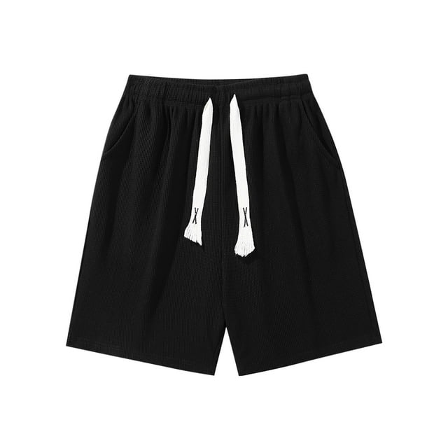 pstuiky Pantalones cortos para hombre, Pantalones cortos de ejercicio para hombre, de color liso, informales, holgados, con cintura elástica y bolsillos Pantalones cortos para correr para hombre