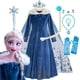 thumbnail image 2 of Disfraz de Elsa, reina de las nieves de Disney para niñas, vestido de Elsa, traje de cosplay de Frozen, disfraz de princesa de las nieves, traje de fiesta de cumpleaños de Halloween, 2 of 5