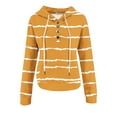 thumbnail image 4 of EchfiProm Hooded Sweatshirts for Womens Yellow with Pockets Hoodies Striped Pullover Cute Button Ladies Tops, 4 of 6