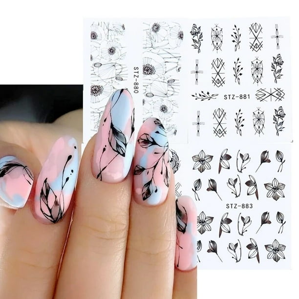 Pegatinas de uñas de copos de nieve, calcomanías de transferencia de agua, pingüino, Santa, alce, Navidad, decoración de Año Nuevo, piezas de manicura, 4 SAI44-49