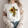 thumbnail image 4 of Shirts for Women Plus Size Short Sleeve Round Neck Floral Print T-shirt Multicolor L, 4 of 5