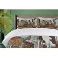thumbnail image 4 of Ambesonne Grunge Duvet Cover Sets, Urban Abstract Cityscape, 2-King, Seafoam Brown White, 4 of 7