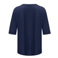 thumbnail image 4 of TKLPEHG Women's 3/4 Sleeve Tops Crew Neck Half Sleeve Top Fashion Solid Color Casual Comfy Lightweight Fall Tops Loose Blouses Pullover (Navy,XL), 4 of 4
