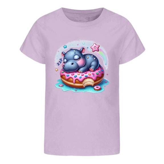 Tisuna Dinosaur Print Summer Tees For Child Girls Boys Short Sleeve Crew Neck Casual Tops Cute Lightweight Kids Pullover Clothes Light Purple Size 8-9 Years