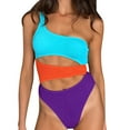 thumbnail image 1 of Aayomet Maillot de Bain avec Coutures à Motifs Colorés (Bleu, G), 1 of 5