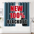 thumbnail image 1 of Cortinas 100 % opacas de color blanco de 84 pulgadas de largo que bloquean la luz completa con revestimiento blanco suave para dormitorio, sala de estar, tratamiento de ventana con aislamiento térmico, juego de 2 paneles con ojales, color negro, 52 pulgadas de ancho x 54 pulgadas de largo, 1 of 5