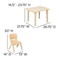 thumbnail image 6 of Flash Furniture Emmy 21.875"W x 26.625"L Rectangular Natural Plastic Height Adjustable Activity Table Set with 2 Chairs, 6 of 10