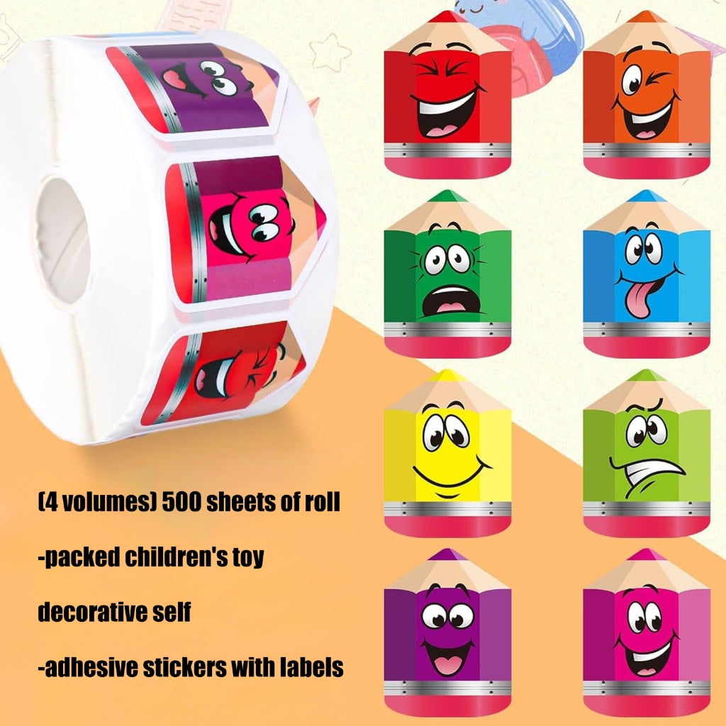 MOMOJIA 500Pcs Expression Sticker Roll Set for Educational Toys and Art Supplies