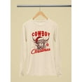 thumbnail image 3 of Cowboy Christmas Bull Holiday Women's Long Sleeve, 3 of 4