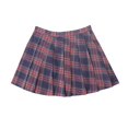 thumbnail image 2 of Falda corta de cintura alta con bordado de luna y cuadros escoceses de estilo SweetPreppy japonés para mujer, diseño lindo de pliegues múltiples, 2 of 4