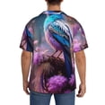 thumbnail image 3 of Balery Beautiful Flower Blue Bird Camisa Casual de Manga Corta con Botones para Hombre, Texturizada, Estilo Cubano, para Playa, Verano-3X-Large, 3 of 5