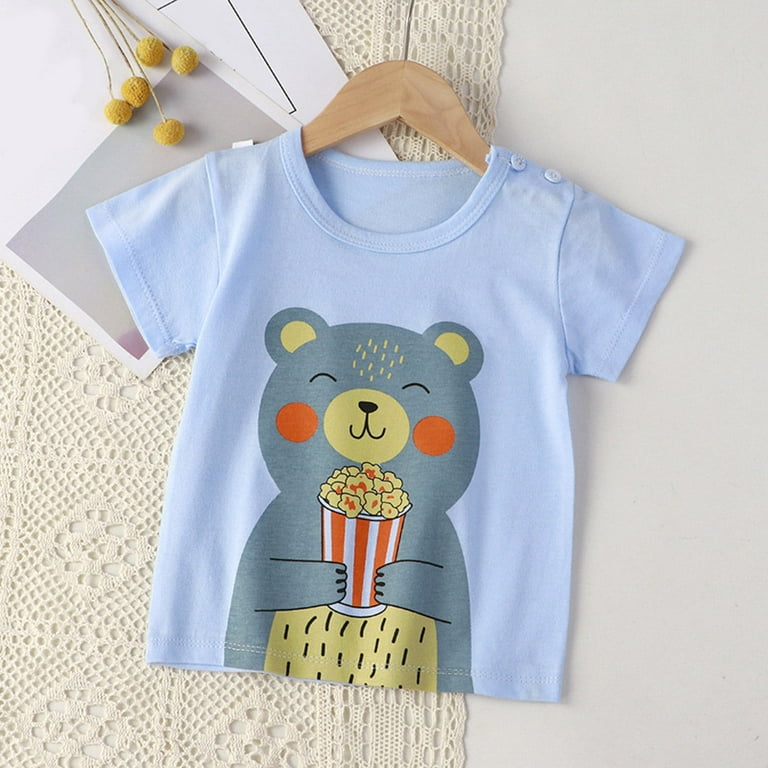 KaLI store Toddler Boy Clothes Boys Dress Shirts Button Down Shirt Short Sleeve Toddler Casual Clothes Light Blue 12 18 Months