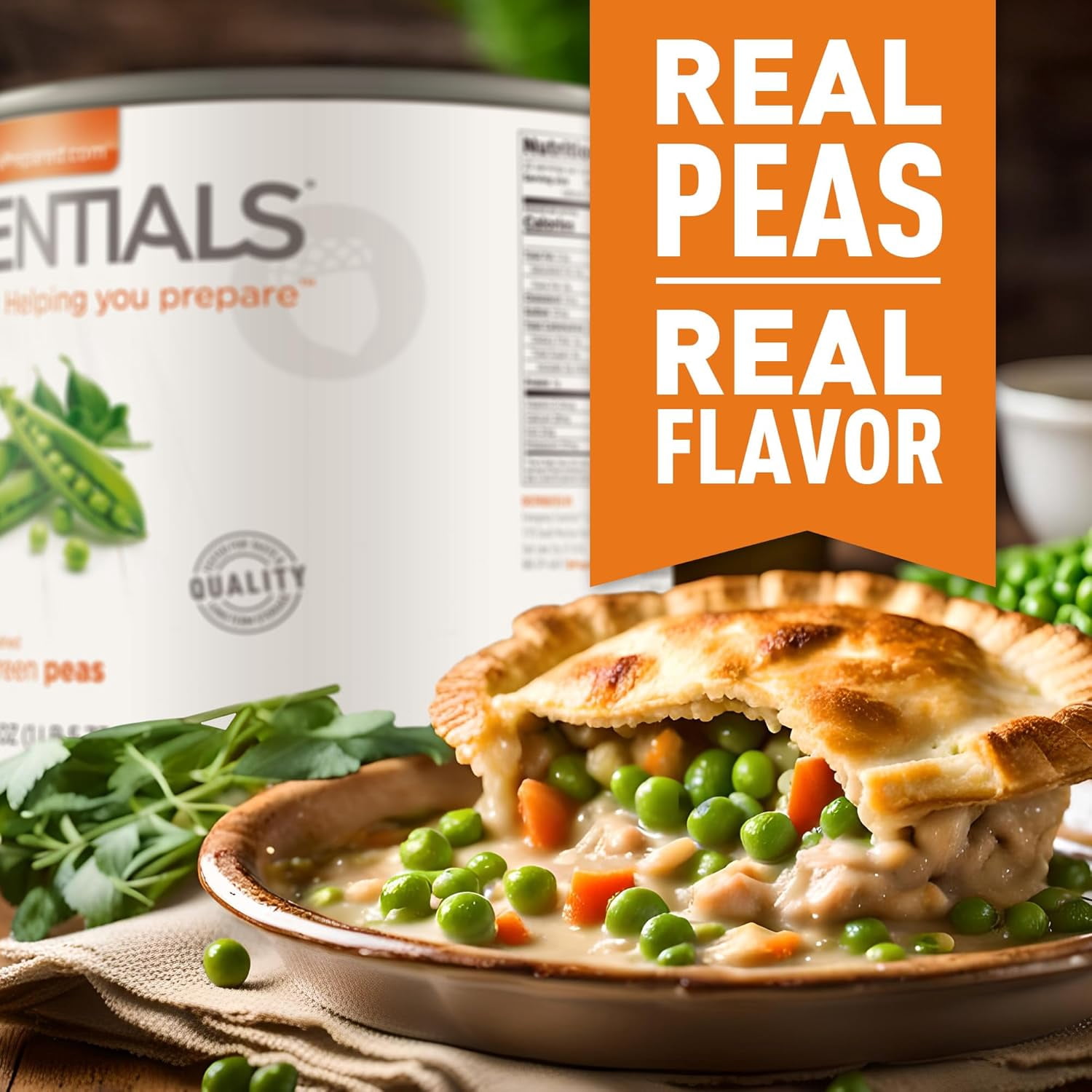 Emergency Essentials Freeze-Dried Green Peas #10 Can | Long-Term Emergency Food | High Protein | Shelf-Stable | 30-Year Shelf Life | Camping & Survival Veggie