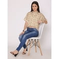 thumbnail image 6 of DressBerry Women's Printed Crop Shirt Short Sleeves Buttoned Comfy Summer Collared Sheer Mesh High Rise Short Top, 6 of 7
