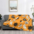 thumbnail image 6 of Throw Blanket for Couch - Bold Black and White Leaves Orange Soft Comfy Lightweight Cozy Warm Throw Blanket, Fuzzy Plush Flannel Blanket & Throws for Sofa and Bed All Season, 6 of 8