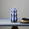 thumbnail image 4 of XINGAG Wavy Striped Ceramic Flower Vase,Retro Blue White Stripe Decoration Vase,23cm Unique Curved Shape Table Centerpiece Vase for Living Room Dining Table Home Shelf Decor, 4 of 4