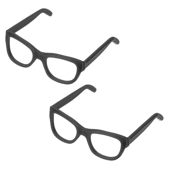 Uxcell 2 Pcs Mini Doll Eyeglasses, 1.1" Plastic Miniature Glasses Doll Costume Eyeglasses Oval Glasses Frames for Crafts Ball Joint Dolls Making Supplies Accessories, Black