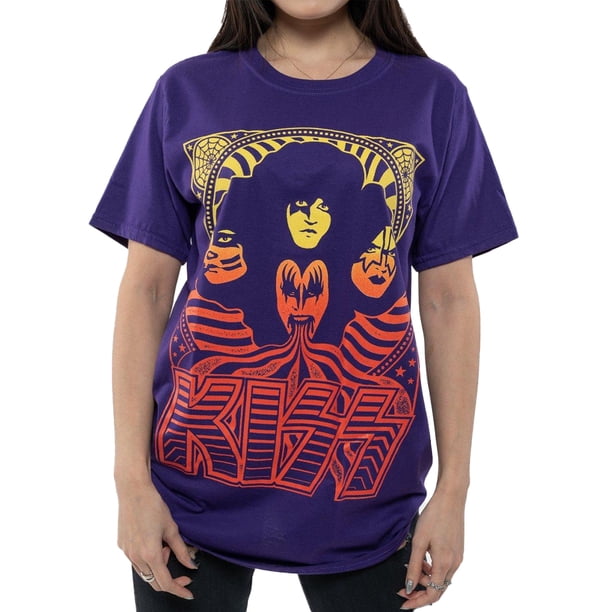 Kiss - Camiseta Foto de Grupo de Algodón para Adultos Unisex (Morado)