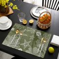 thumbnail image 3 of Sage Green Coastal Placemats Set of 4, Starfish Coral Summer Beach Ocean Placemats for Dining Table, Place Mats for Kitchen Tabletop, Waterproof Wipeable Dining Table Mats Set, 3 of 9