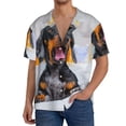 thumbnail image 7 of Lsque Puppy Sits In Bathtub print Men's Cuban Collar Short Sleeve Shirt Summer Beachwear Casual Button Down Fashionable Vacation Leisure Shirt-3X-Large, 7 of 7