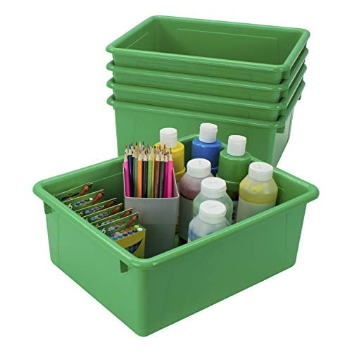 Storex Plateau de Rangement Profond, Format Lettre, 10 x 13 x 5 Pouces, Vert, Lot de 5