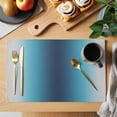 thumbnail image 2 of Placemats Set of 4, Blue Teal Grey Ombre Woven Placemat, Linen Place Mats for Kitchen/Dining Tables, Farmhouse Gradient Minimalist Washable Table Mats for Party, 2 of 8