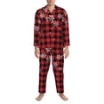 thumbnail image 3 of Sikiie Red Buffalo Plaid Mens Pajama Set, Soft Warm Long Sleeve Sleepwear, Cozy Button-Down Pjs for Men-X-Large, 3 of 7