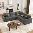 thumbnail image 4 of Sectional Sleeper Sofa with Pull Out Bed, Corduroy Modular Sectional Sofa L Shaped 5 Seat Couch with Pull Out Couch and Storage Seat, Convertible Sectional Couches for Living Room, 4 of 8