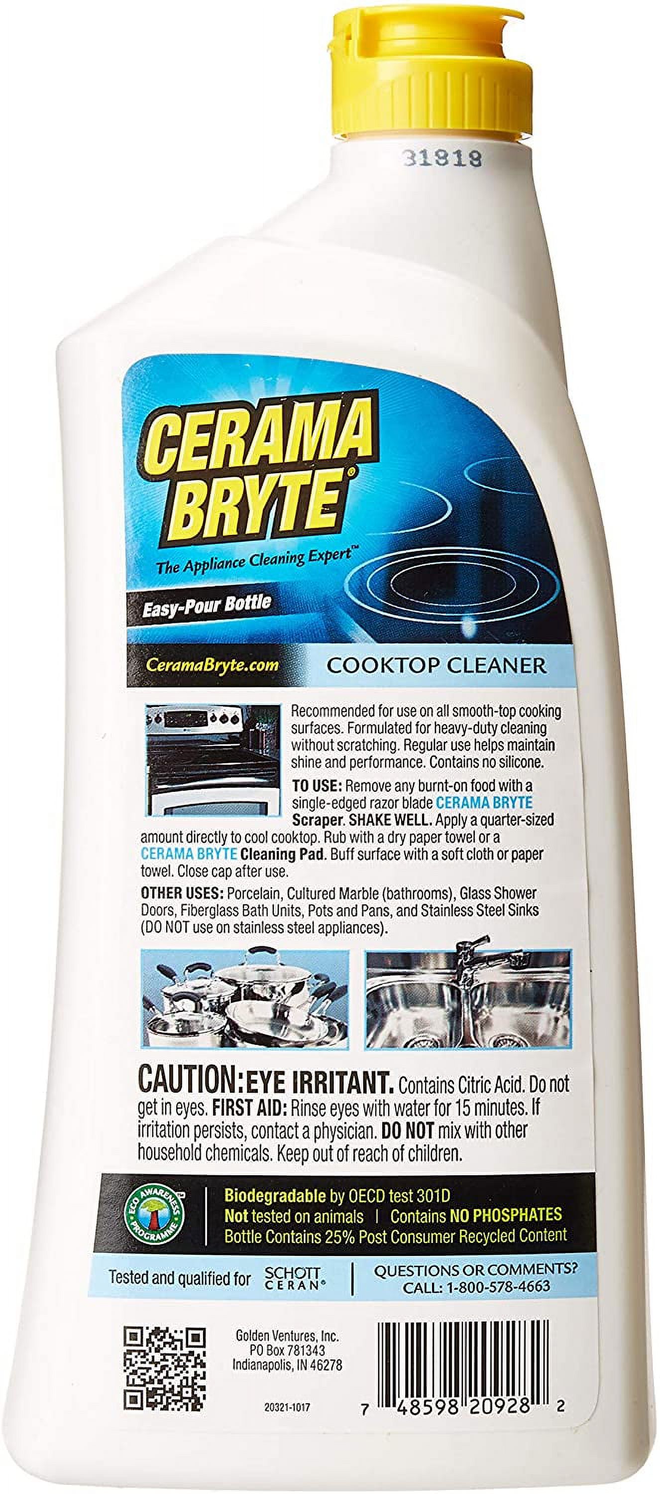 Cerama Bryte Best Value Kit: Ceramic Cooktop Cleaner, 28 Ounce, Scraper, 10 Pads - image 4 of 9