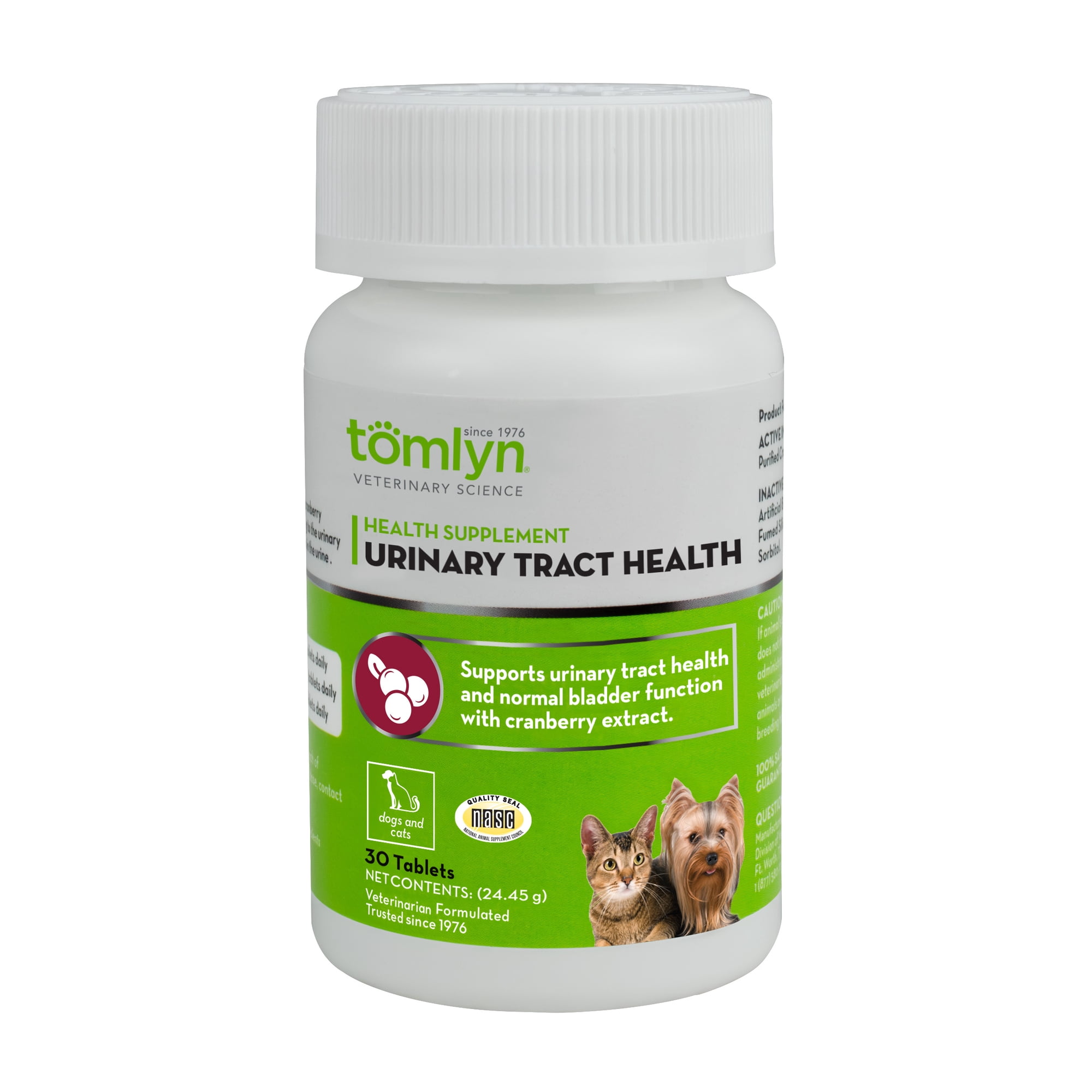 Tomlyn Cranberry Chewable Tablets for Cats and Dogs, Urinary Tract Health, Beef Flavor, 30 Count