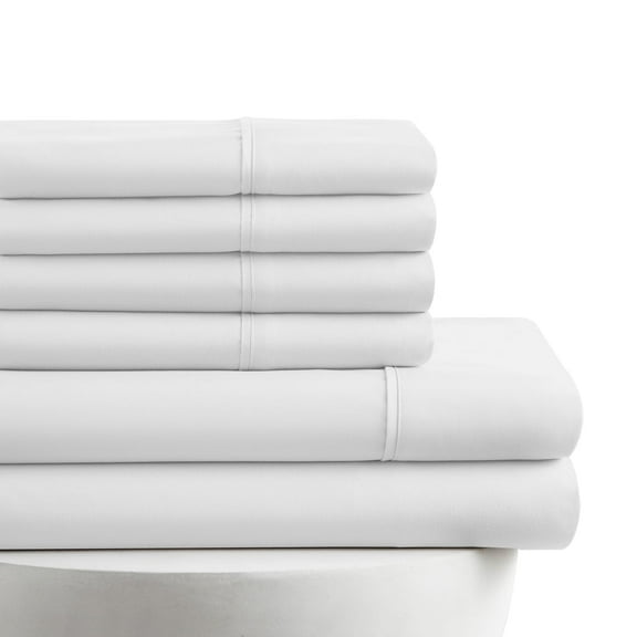 American Home Collection Queen Size 6 Piece Bed Sheet Set White - Ultra Soft Microfiber Deep Pocket Wrinkle Free