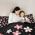 thumbnail image 5 of Homewish Kawaii Blossom Bedding Comforter Set,Cute Flower Floral Twin Comforter Sets,Pink White Black Bedding Set For Girl Teens,Super Cozy Room Decor Reversible,2-Piece, 5 of 8