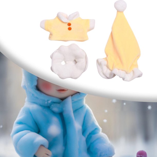 3 piezas de pijamas de muñecos de peluche CUTICAT ropa para muñecas amarillo