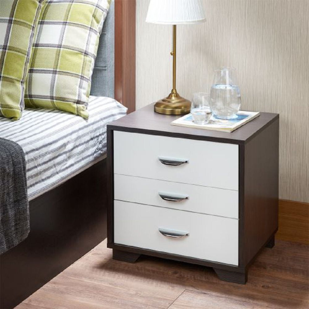 Eloy Modern Black and White 3-Drawer Nightstand