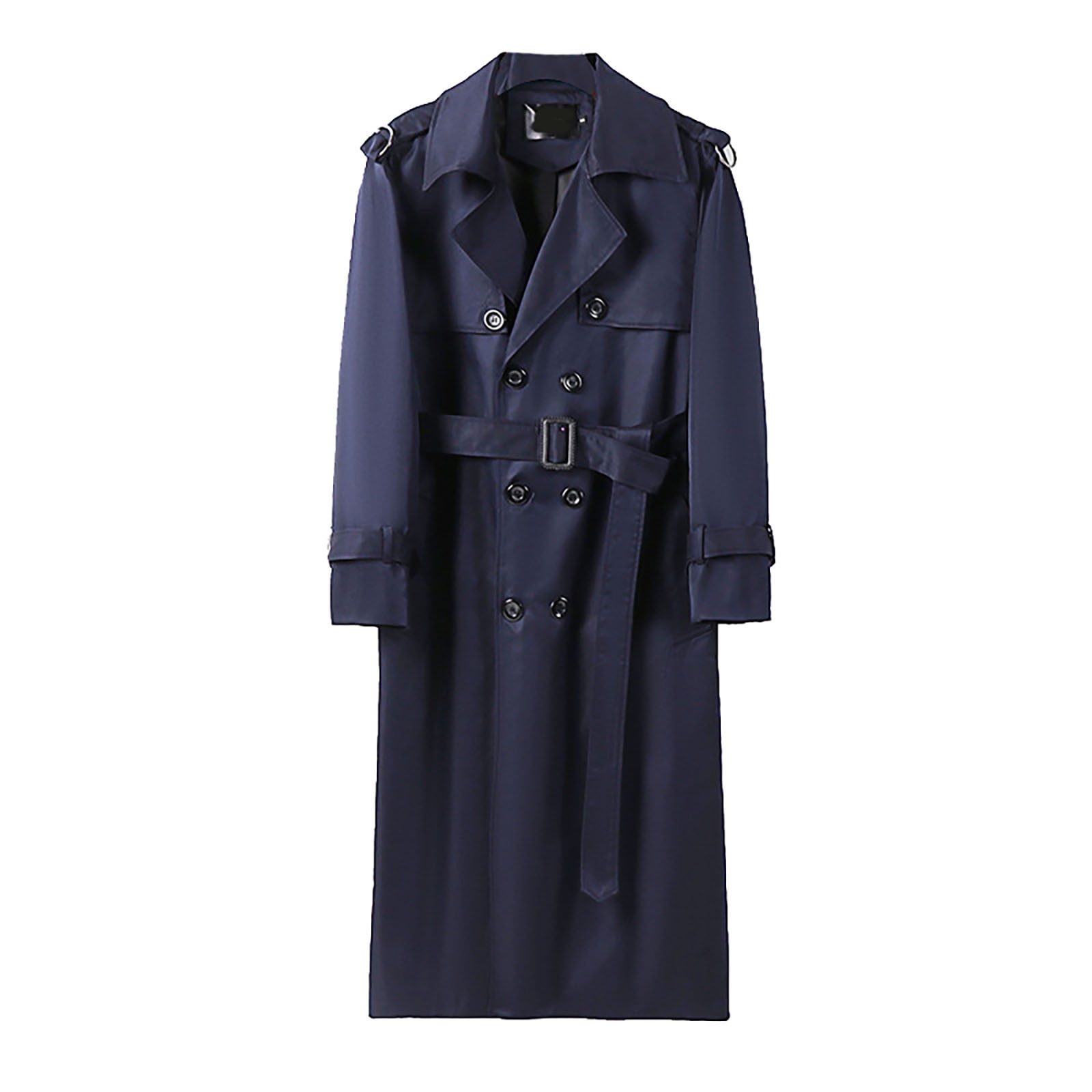 QHFBli Vintage Mens Trench Coat Classic Long Double Trench Coat