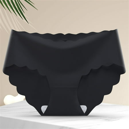 Hamky Womens Underwear Cotton Underwear Women s Breathable No Show Stretch Ice Silk Underwear Bikini Underwear Briefs Seamless Underwear Hipster Panties Black L