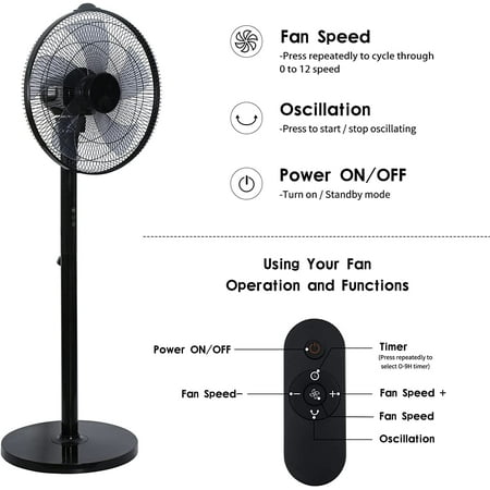 

OWSOO Simple Deluxe 14.5 Adjustable 12 Levels Speed Pedestal Stand Fan with Remote Control for Indoor Home Office and College Dorm Use 90 Degree Horizontal Oscillating 9 Hours Timer 14.5 Inc