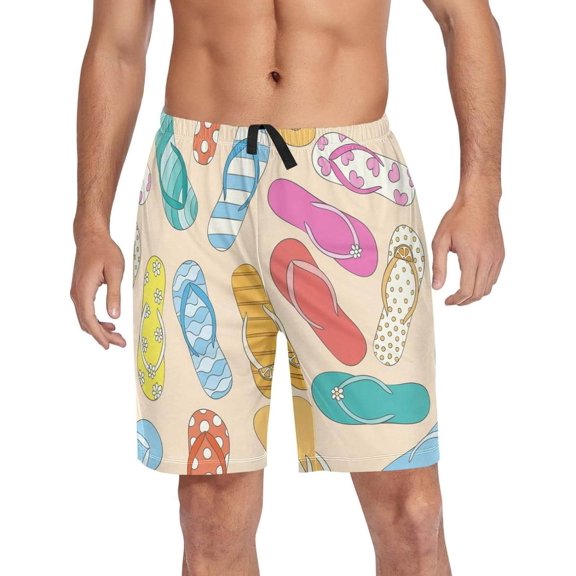 GZHJMY Beach Slippers Pajama Pants Short for Men, Lounge Pants Lightweight Men Pajama Bottoms with Drawstring Pockets, Christmas New Year Birthday Gifts, XX-Large