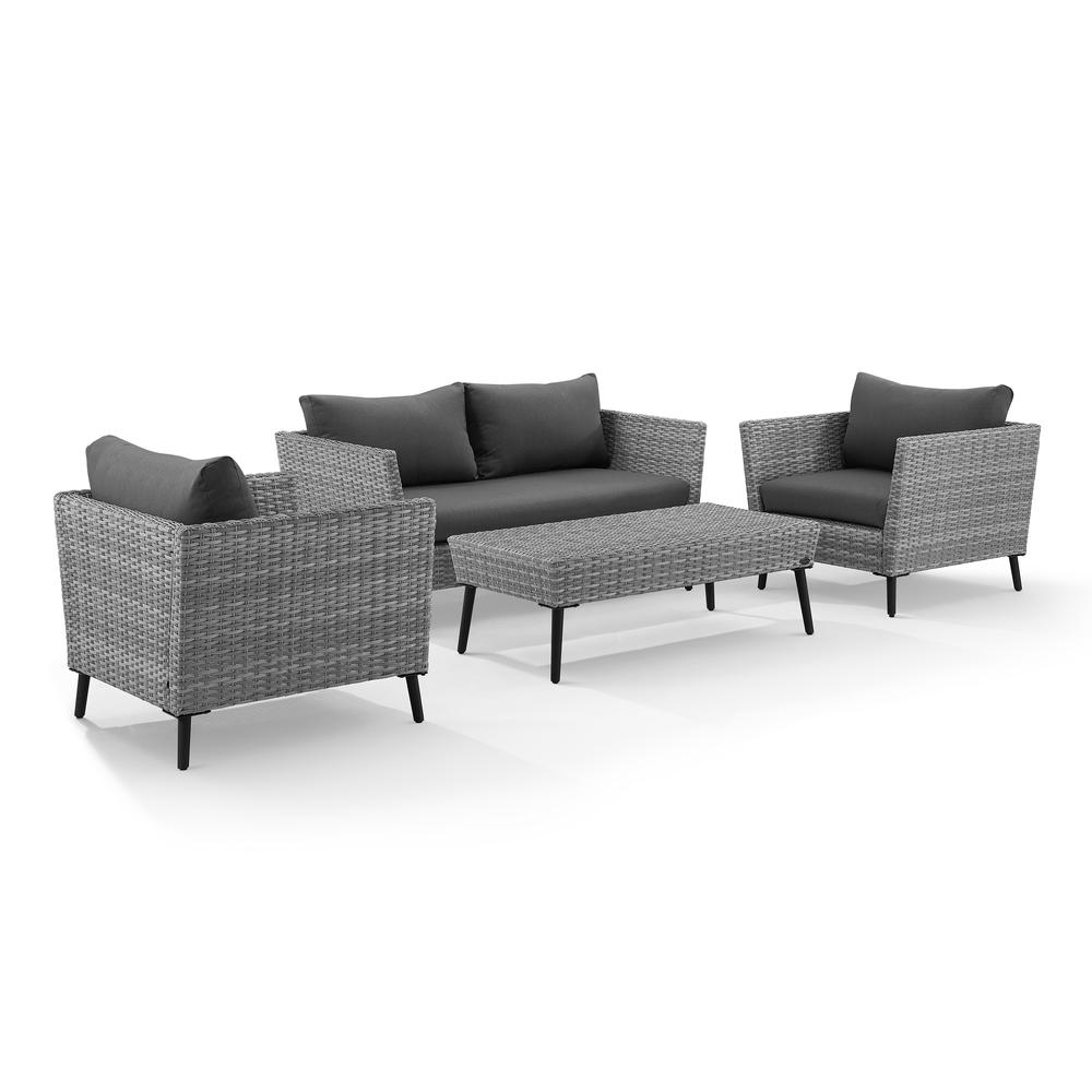 Crosley Richland 4 Piece Wicker Patio Sofa Set in Gray - image 2 of 8