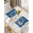 thumbnail image 5 of Blue Fish Scale Placemats Set of 12, Modern Geometric Ombre Abstract Moroccan Placemats for Dining Table, Place Mats for Kitchen Tabletop, Waterproof Wipeable Dining Table Mats Set, 5 of 9